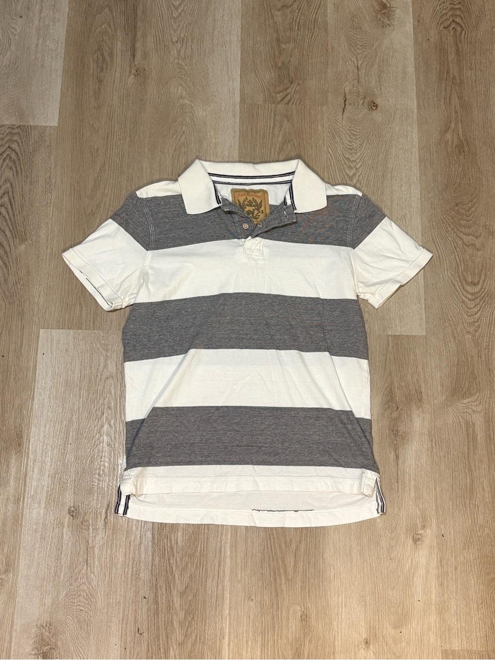 Red Camel White & Grey Striped Polo Size Medium Y2K Vintage Chief Keef Skater